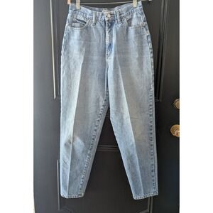 Vtg 90s Mom Jeans Light Wash Denim High Rise Tapered Leg Womens 12 100% Cotton‎